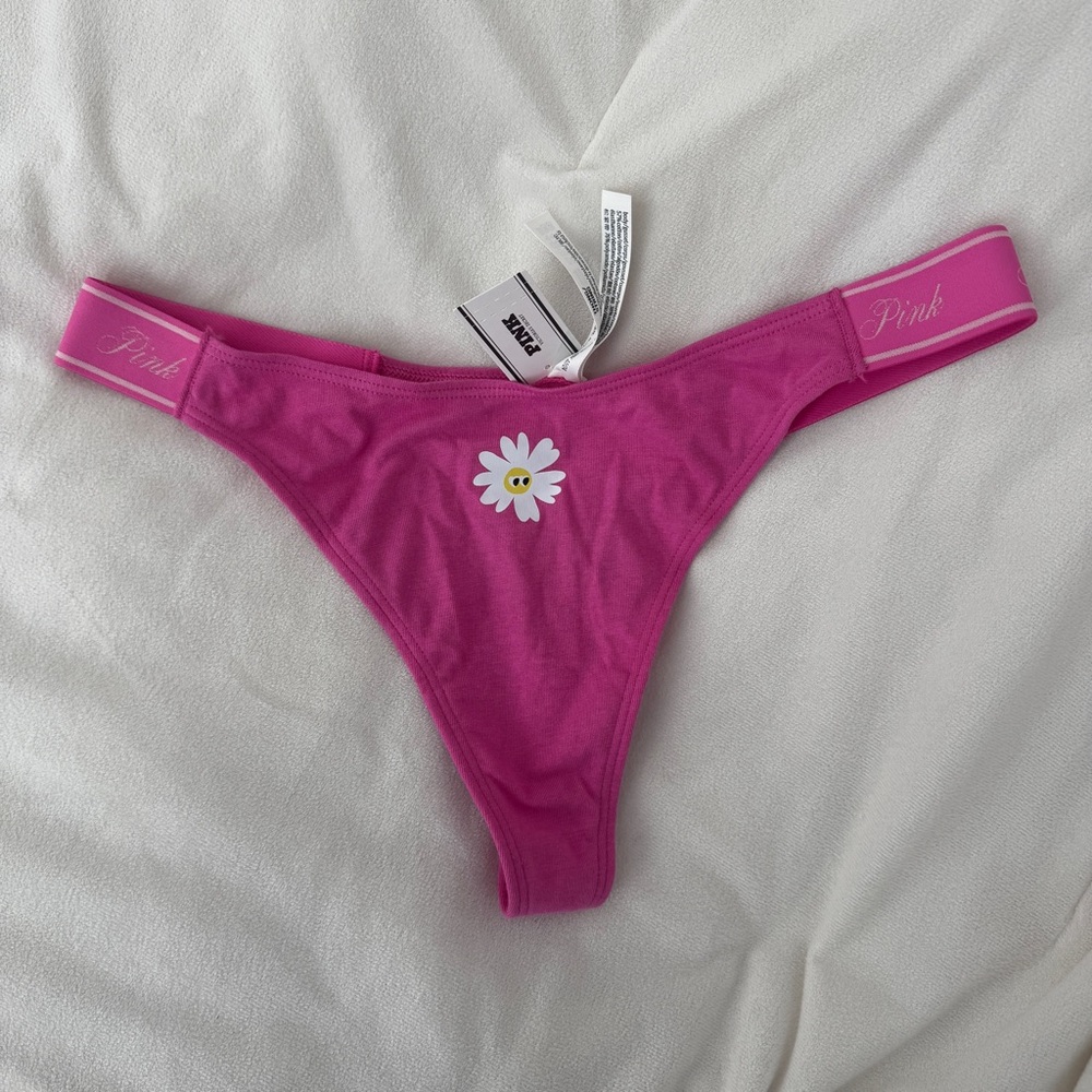 PINK Victoria's Secret Fuchsia Panties with Daisy Accent